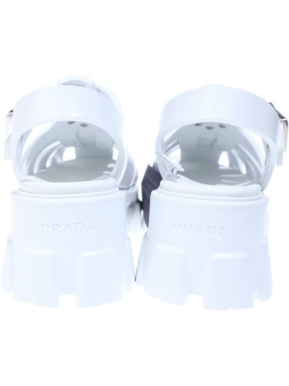 ★SOLD★ Prada Monolith Ruba Sandals White Leather Shoes - Picture 3 of 6